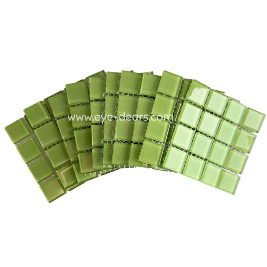 Mosaic Tiles - 10 x sheets of Lime Green Glass 23x23mm