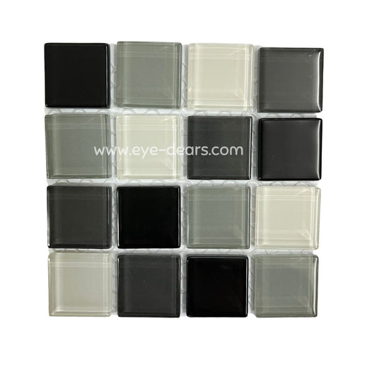 Mosaic Tiles -  Single Craft Size Sheet Black and White Mix Glass 23x23mm
