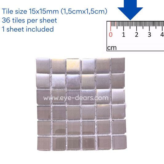 Mosaic Tiles - 10 x sheets of Pastel Purple Pearl 15x15mm