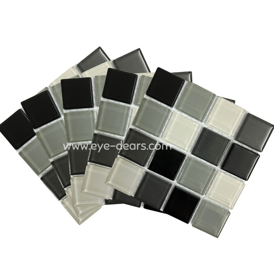 Mosaic Tiles - 10 x Craft Size Sheets of Black & White Mix 23x23mm
