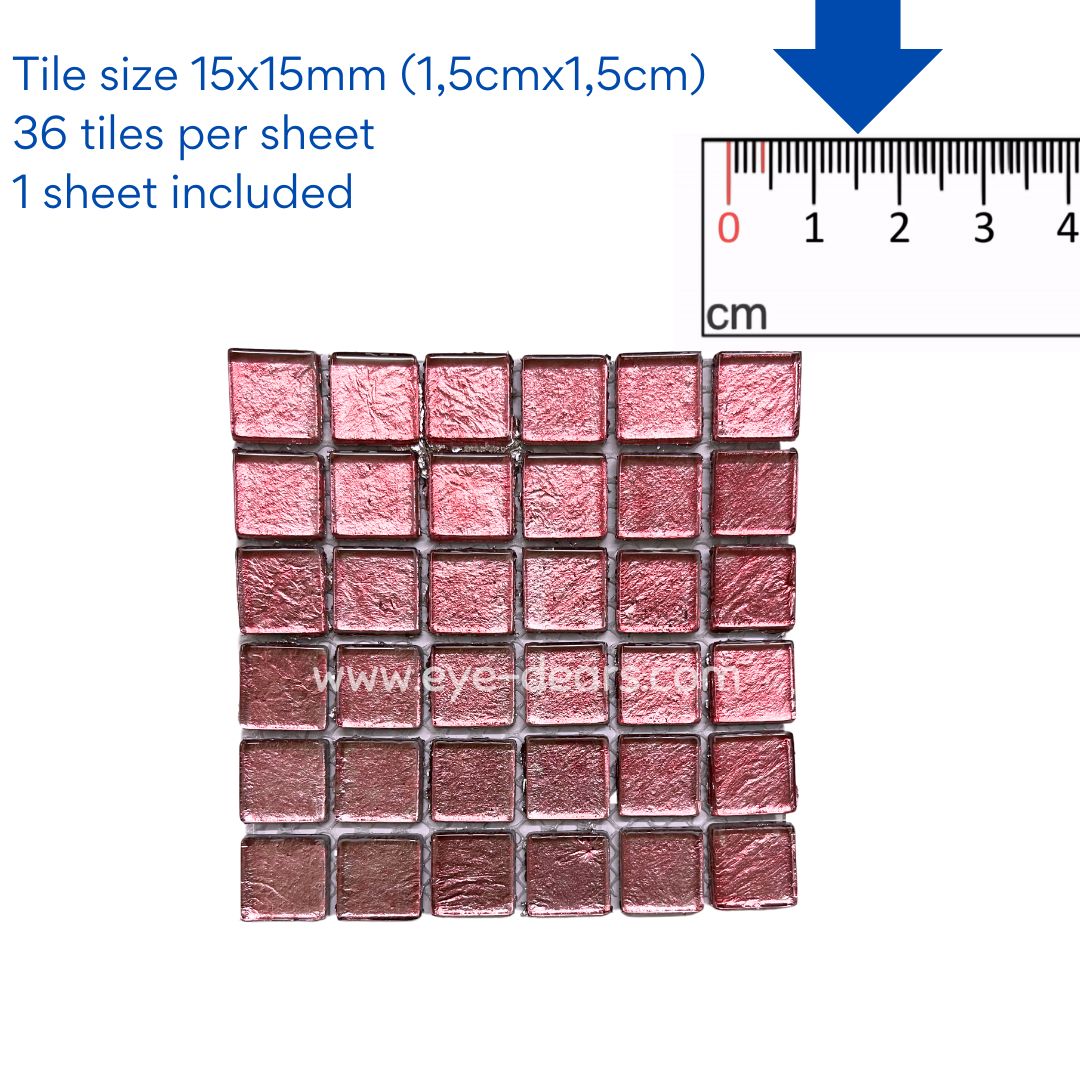 Mosaic Tiles - Single Sheet Soft Pink Gold Leaf 15x15mm