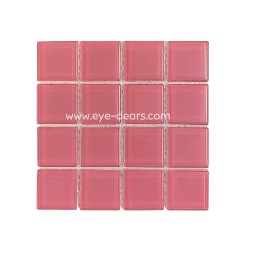 Mosaic Tiles -  Single Sheet Grapefruit Pink Glass 23x23mm