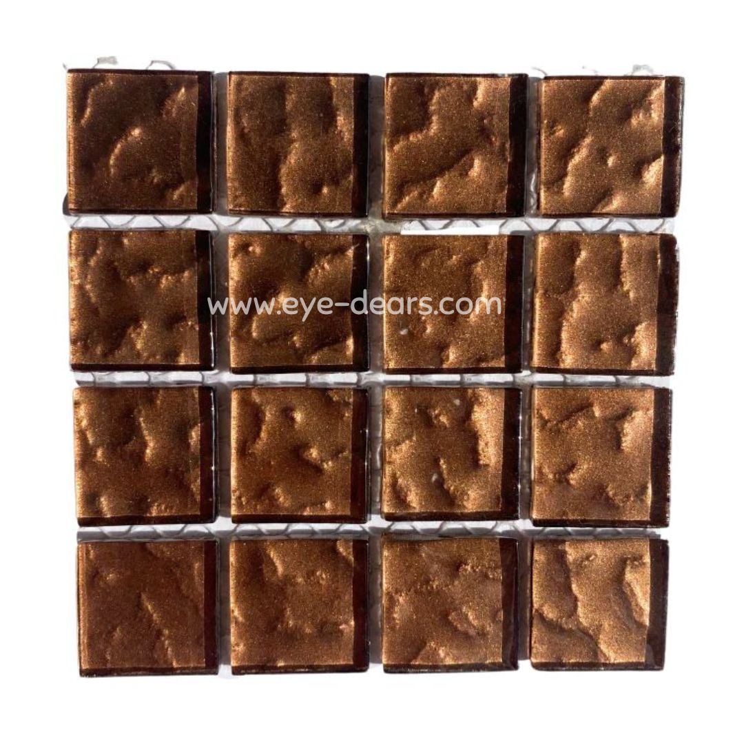 Mosaic Tiles - Single Sheet Warm Brown Metallic Ripple 23x23mm