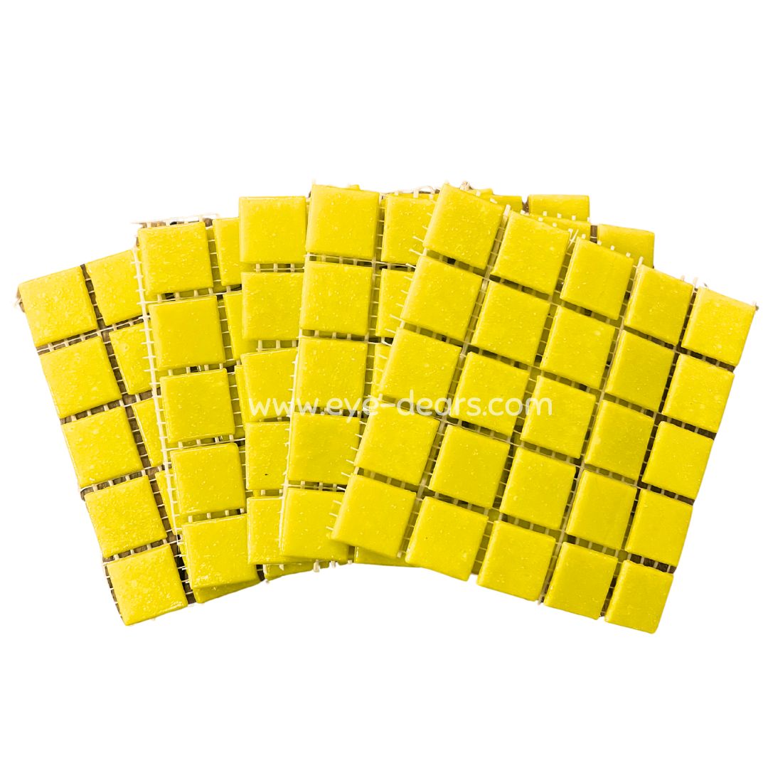 Mosaic Tiles - 10 x sheets Matt Lemon Yellow 20x20mm