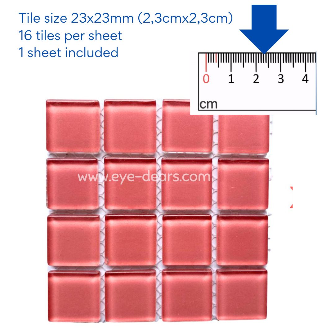 Mosaic Tiles - Single Sheet Dusty Pink Glass 23x23mm