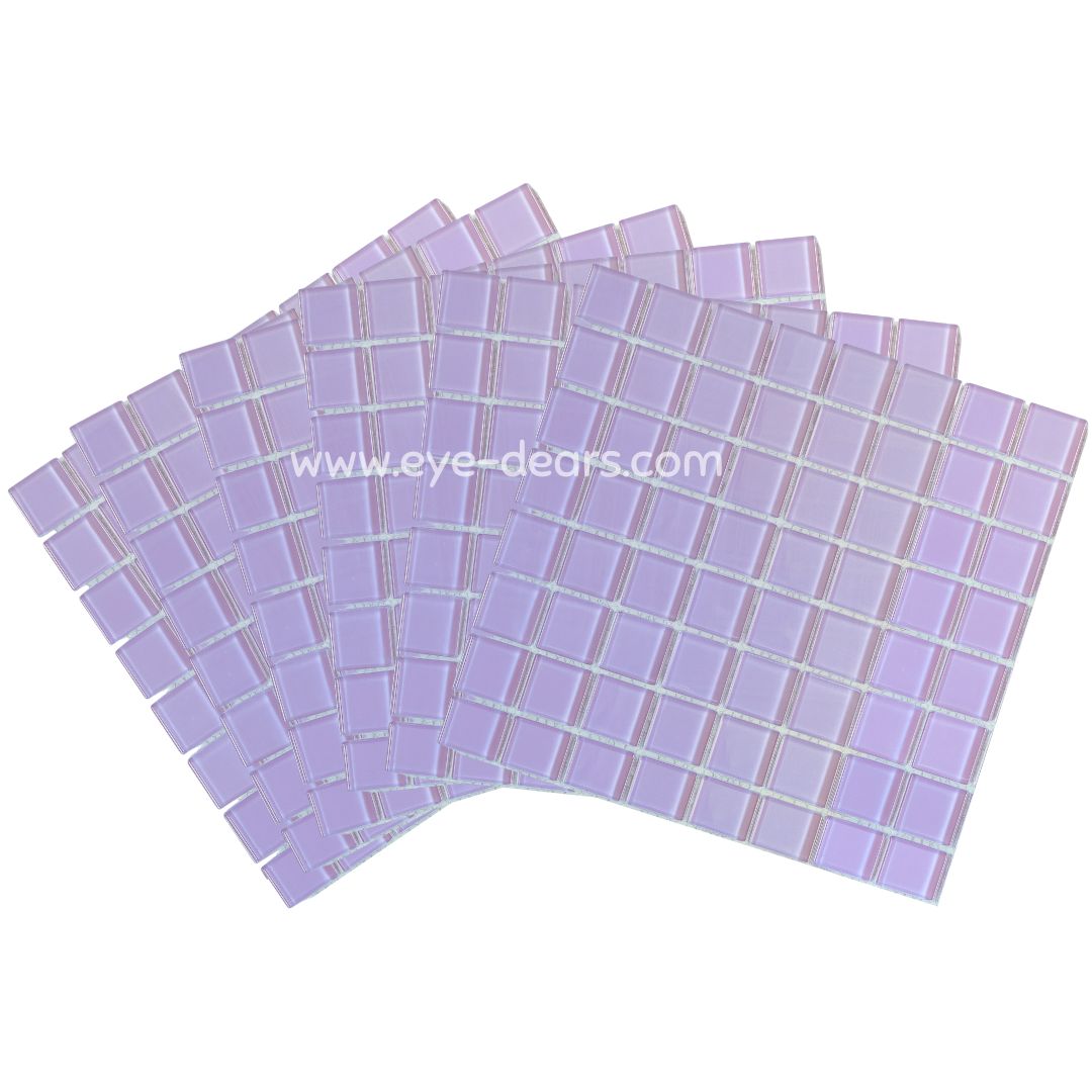 Mosaic Tiles - 10 x sheets of Pastel Purple Glass 10x10mm