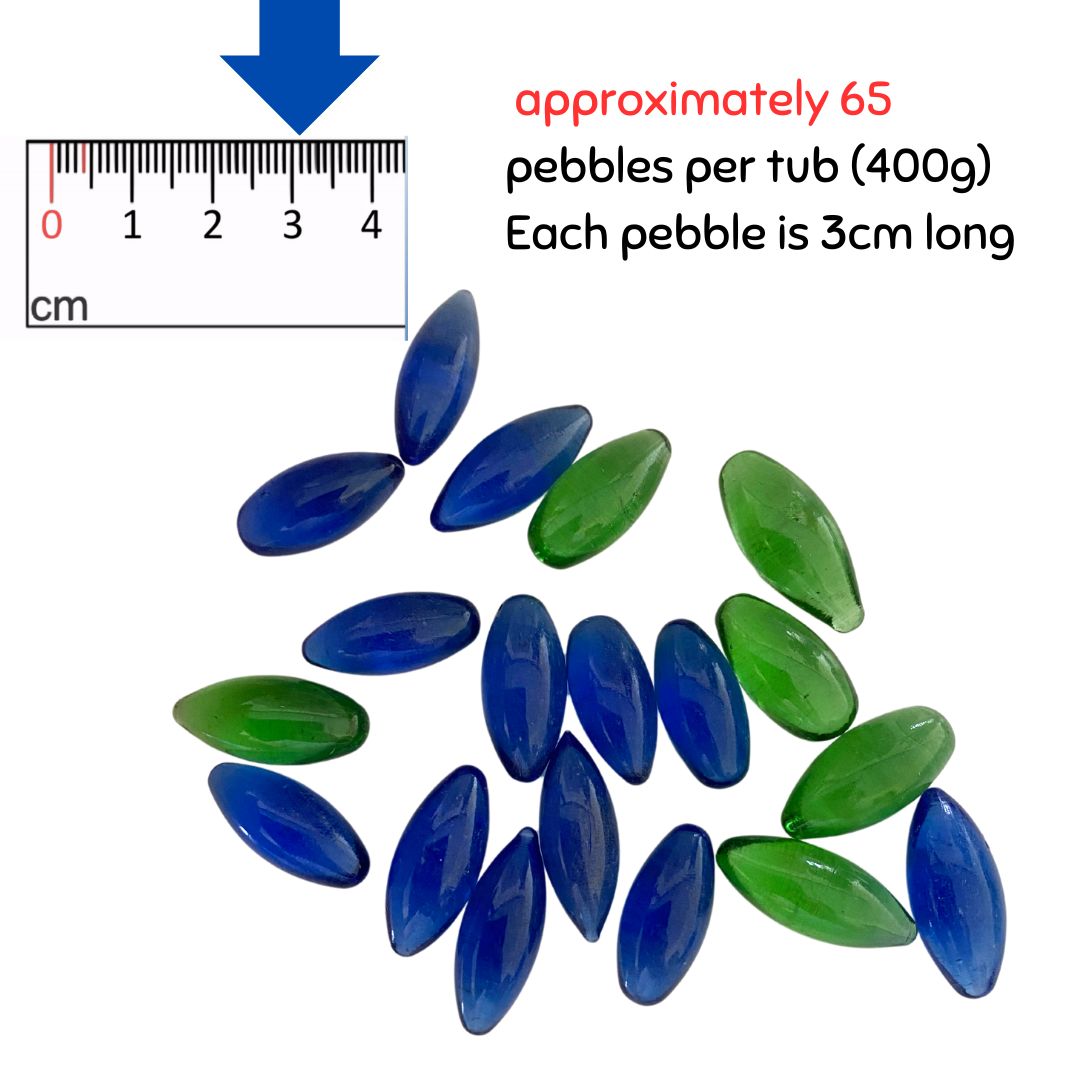 Oval Shape Glass Pebbles 400g