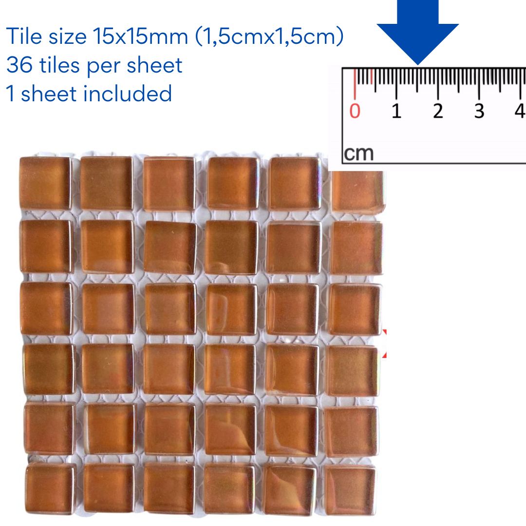 Mosaic Tiles - Single Sheet Pearl Caramel Brown 15x15mm
