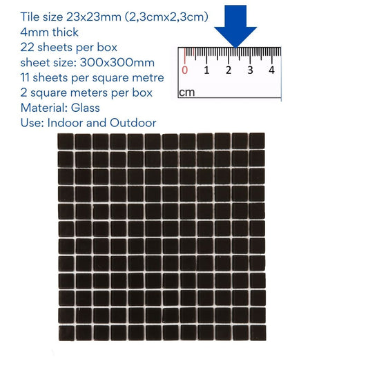 Decor Tiles - Black Glass 23x23mm