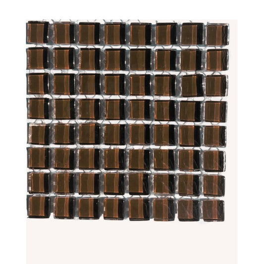 Mosaic Tiles -  Single Craft Size Sheet Chocolate Brown Glass 10x10mm