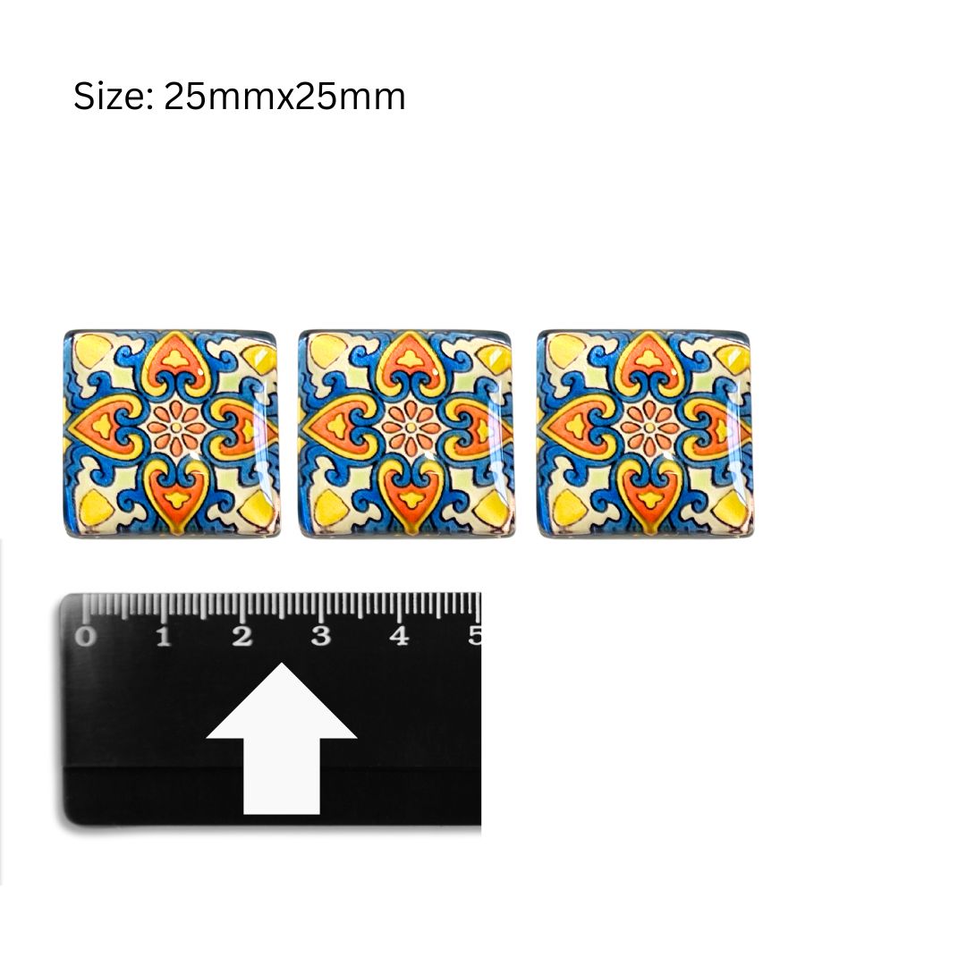 Glass Domed Inserts Mixed (A)- Set of 3 (25x25mm)