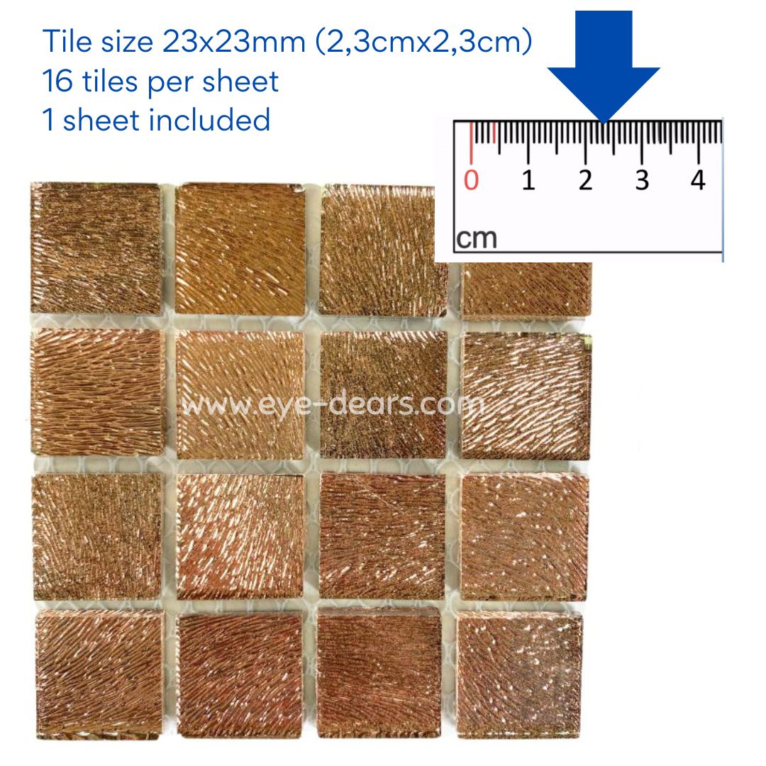 Mosaic Tiles - 10 x sheets of Brushed Copper 23x23mm
