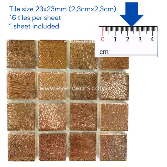 Mosaic Tiles - 10 x sheets of Brushed Copper 23x23mm