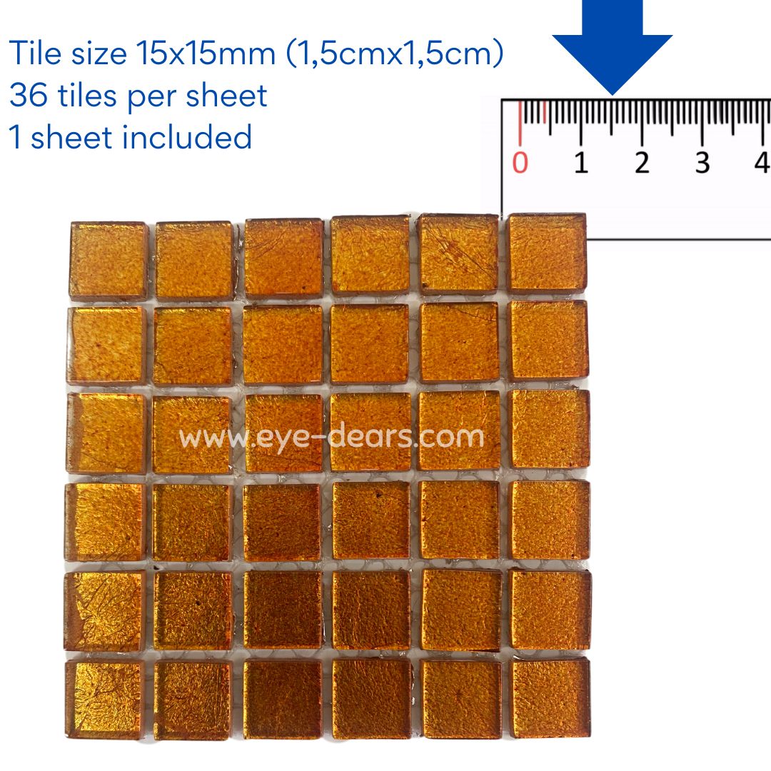 Mosaic Tiles - Single Sheet Sunfleck Gold Leaf 15x15mm