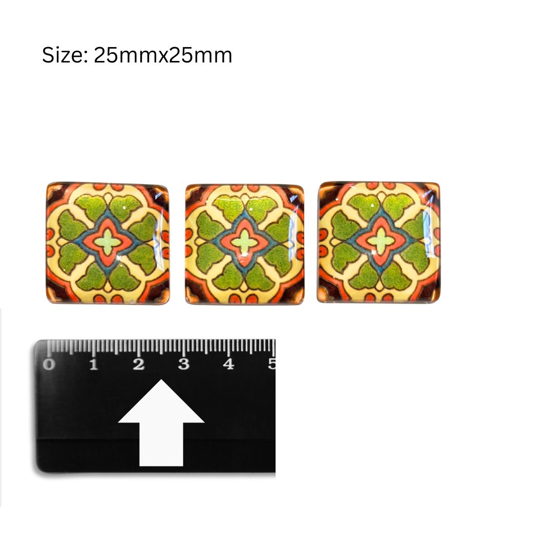 Glass Domed Inserts Mixed (B)- Set of 3 (25x25mm)