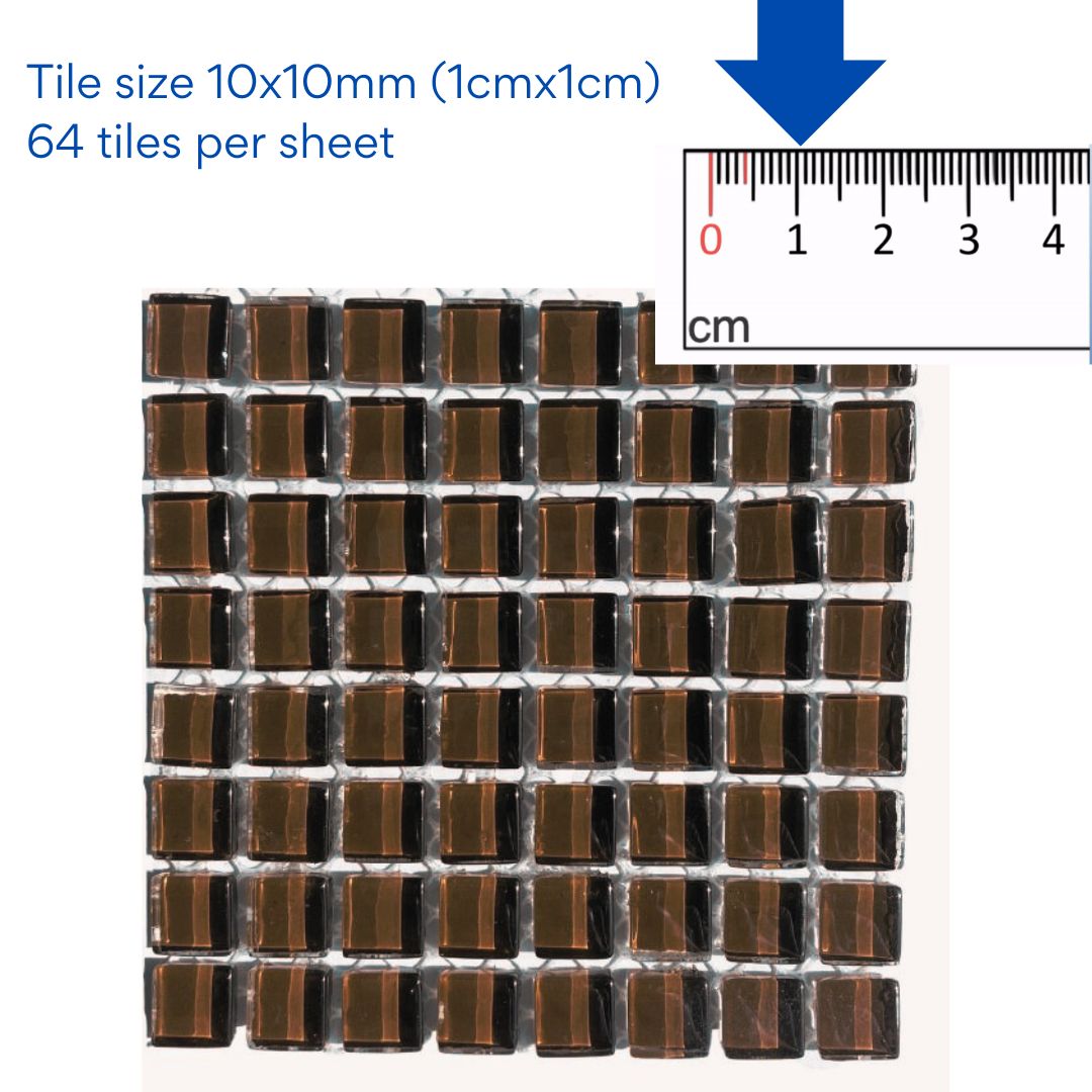 Mosaic Tiles -  Single Craft Size Sheet Chocolate Brown Glass 10x10mm