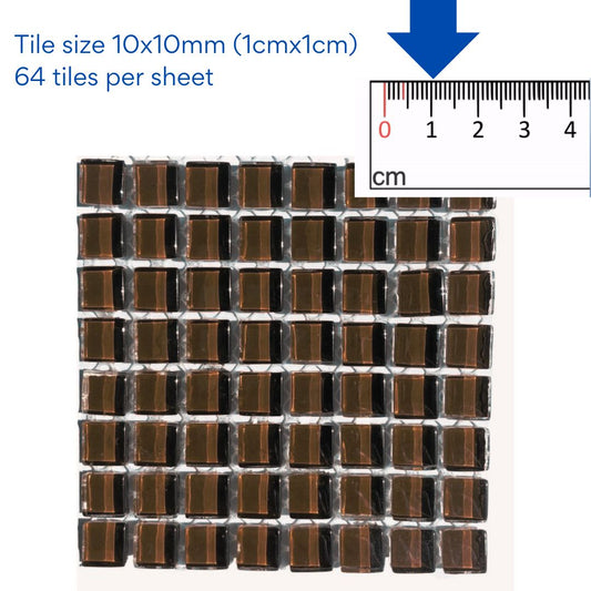 Mosaic Tiles -  Single Craft Size Sheet Chocolate Brown Glass 10x10mm