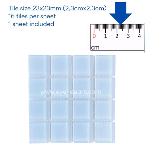 Mosaic Tiles - 10 x sheets of Pastel Blue Glass 23x23mm