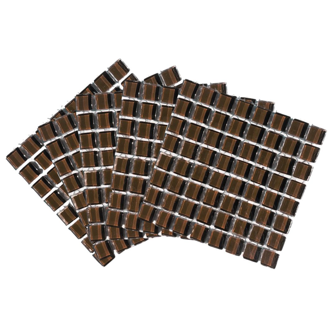 Mosaic Tiles- 10 x Craft Size Sheets of Chocolate Brown Glass 10x10mm