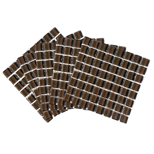 Mosaic Tiles- 10 x Craft Size Sheets of Chocolate Brown Glass 10x10mm