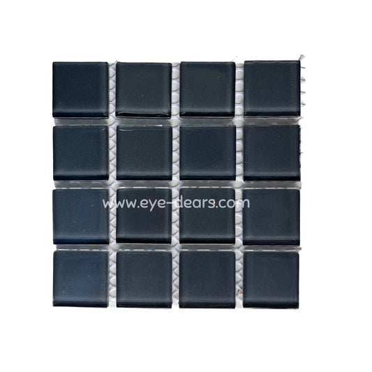 Mosaic Tiles -  Single Craft Size Sheet Dark Grey Glass 25x25mm