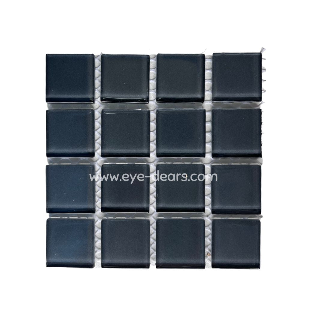 Mosaic Tiles -  Single Craft Size Sheet Dark Grey Glass 25x25mm