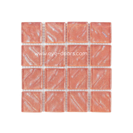Mosaic Tiles - Single Sheet Pearlescent Pink Metallic Ripple 23x23mm