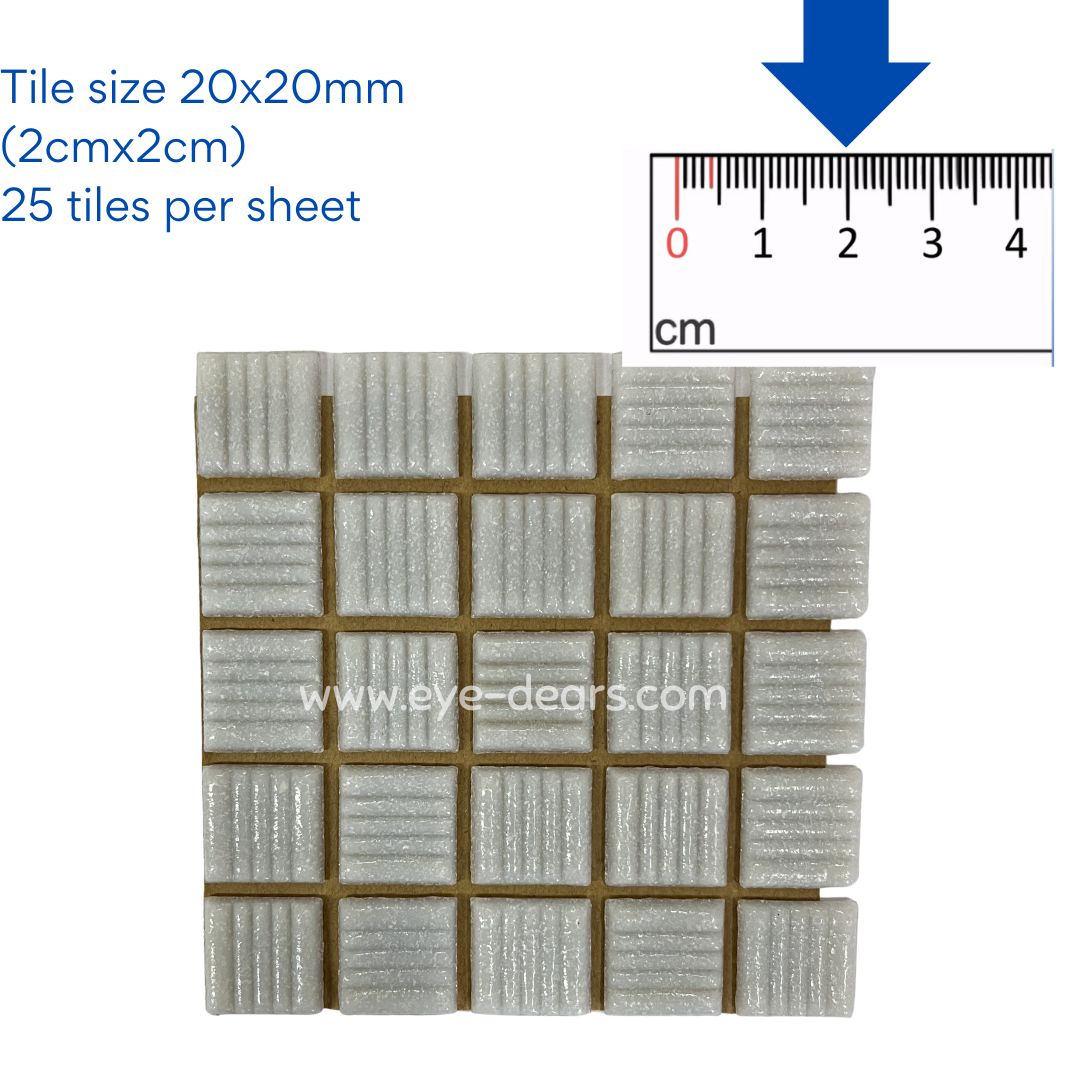 Mosaic Tiles - Single Craft Size Sheet Turn on Texture 20x20mm - Ash Grey