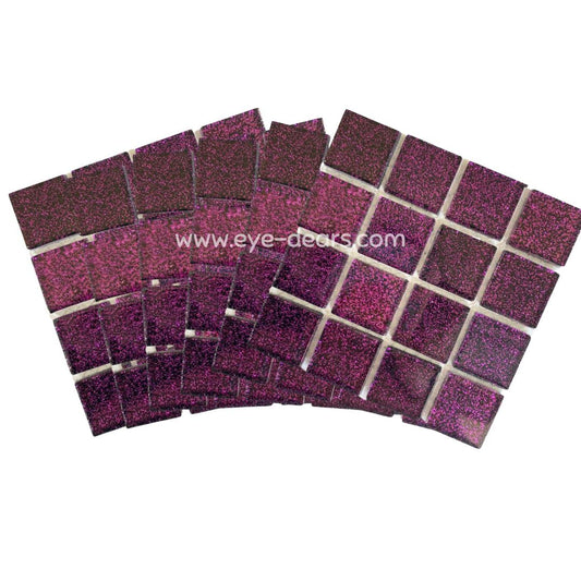 Mosaic Tiles - 10 x sheets of Purple Glitter 23x23mm
