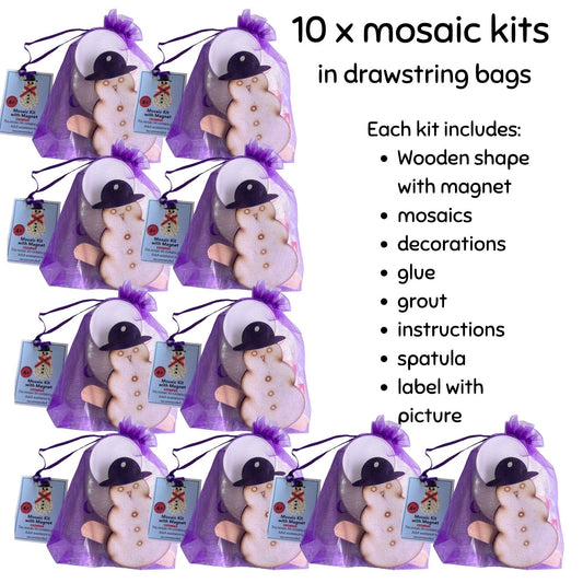 Bulk - Mosaic Craft Kit with Magnet - Christmas Snowman (Small)