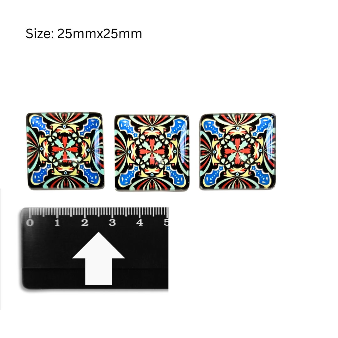 Glass Domed Inserts Mixed (D)- Set of 3 (25x25mm)