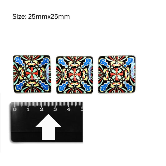 Glass Domed Inserts Mixed (D)- Set of 3 (25x25mm)