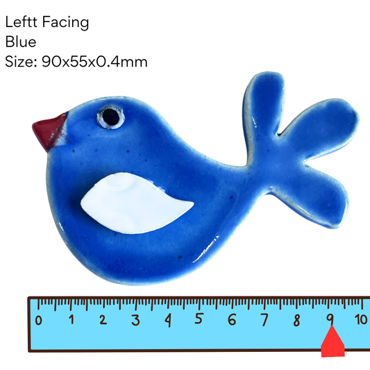 Bird 11 - Blue Left Facing Pottery Bird (90x55x0.4mm)