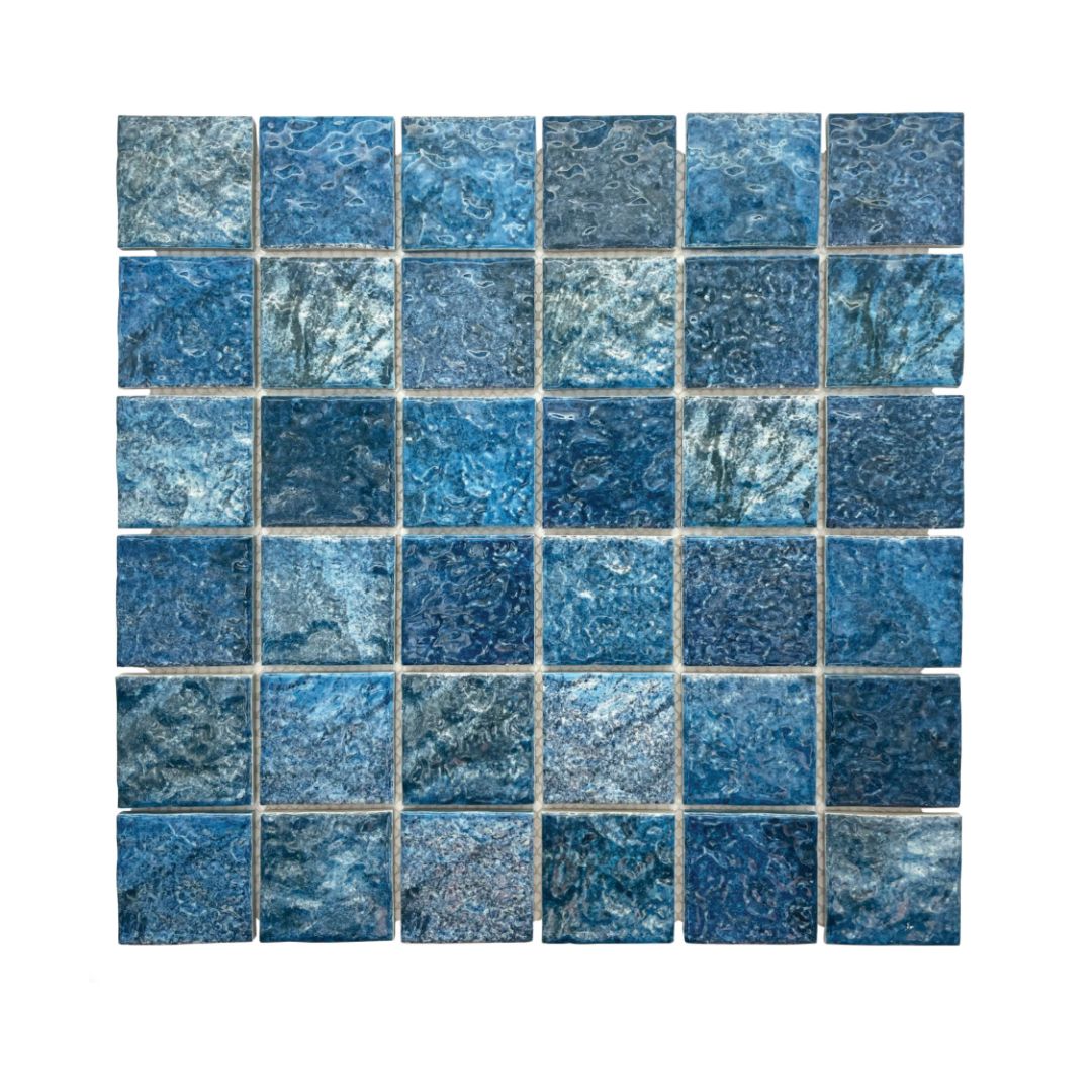 Decor Tiles - Porcelain Mosaic Mix Blue Ripple