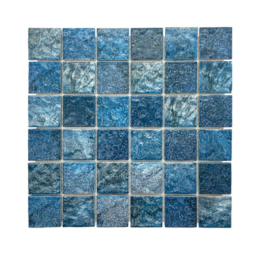 Decor Tiles - Porcelain Mosaic Mix Blue Ripple