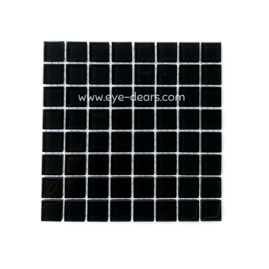 Mosaic Tiles -  Single Sheet Black Glass 10x10mm