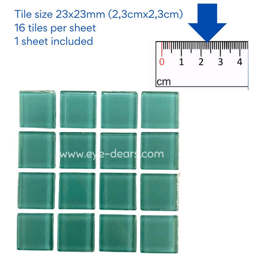 Mosaic Tiles - 10 x sheets of Turquoise Glass 23x23mm