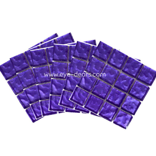 Mosaic Tiles - 10 x sheets of Purple Metallic Ripple 23x23mm