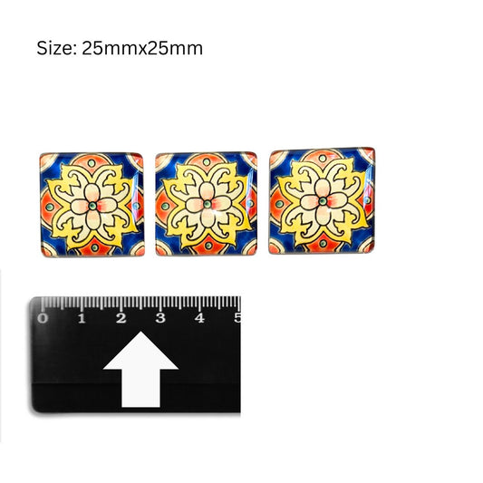 Glass Domed Inserts Mixed (E)- Set of 3 (25x25mm)