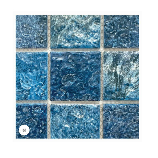 Decor Tiles - Porcelain Mosaic Mix Blue Ripple