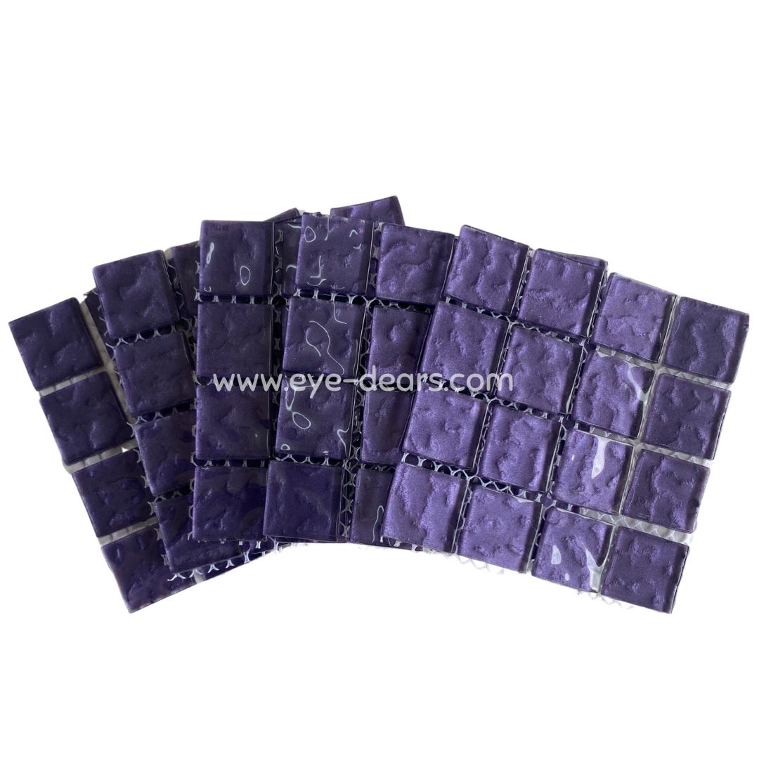 Mosaic Tiles - 10 x sheets of Grape Metallic Ripple 23x23mm