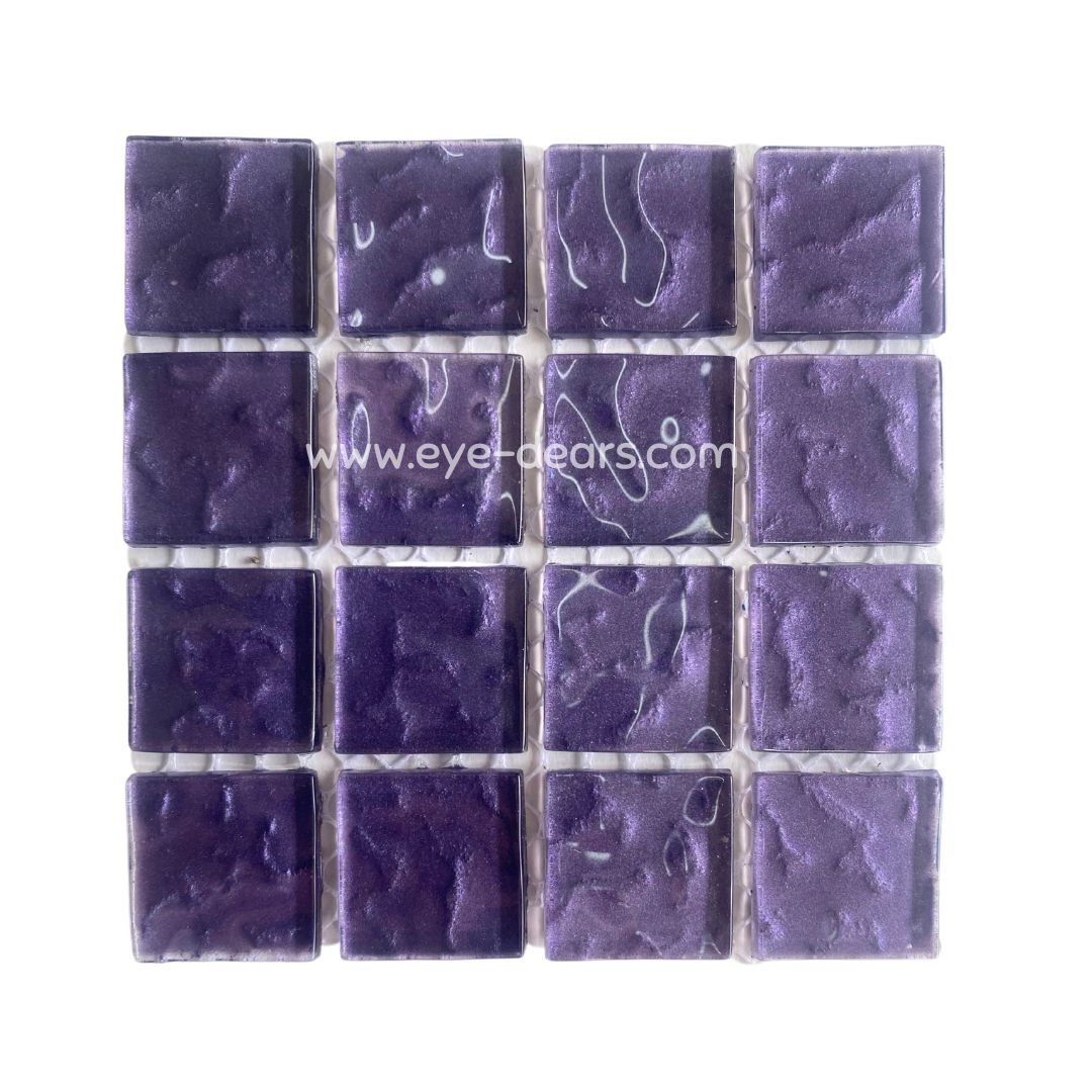 Mosaic Tiles - Single Sheet Purple Grape Metallic Ripple 23x23mm
