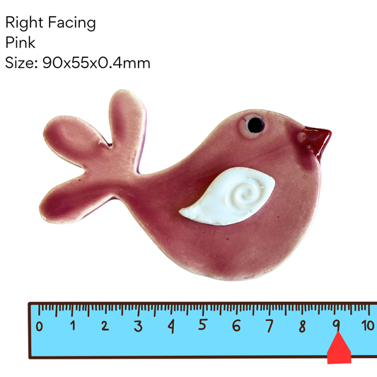 Bird 9 - Pink Right Facing Pottery Bird (90x55x0.4mm)