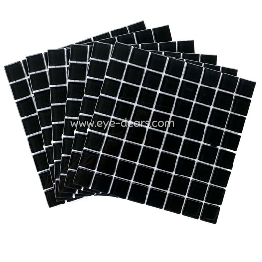 Mosaic Tiles - 10 x sheets of Black Glass 10x10mm