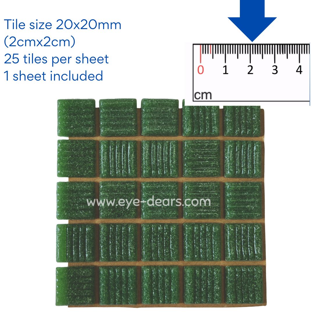 Mosaic Tiles - 10 x Craft Size Sheets of Turn on Texture - Forest Green 20x20mm