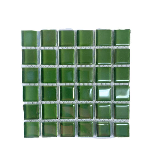 Mosaic Tiles -  Sheet Fern Green Pearl 15x15mm