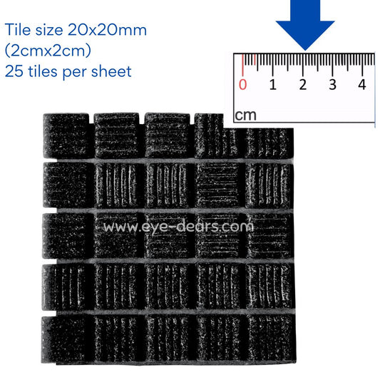 Mosaic Tiles - Single Craft Size Sheet Turn on Texture 20x20mm - Black