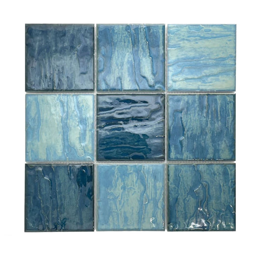 Decor Tiles - Glazed Porcelain Ocean Blue Mix
