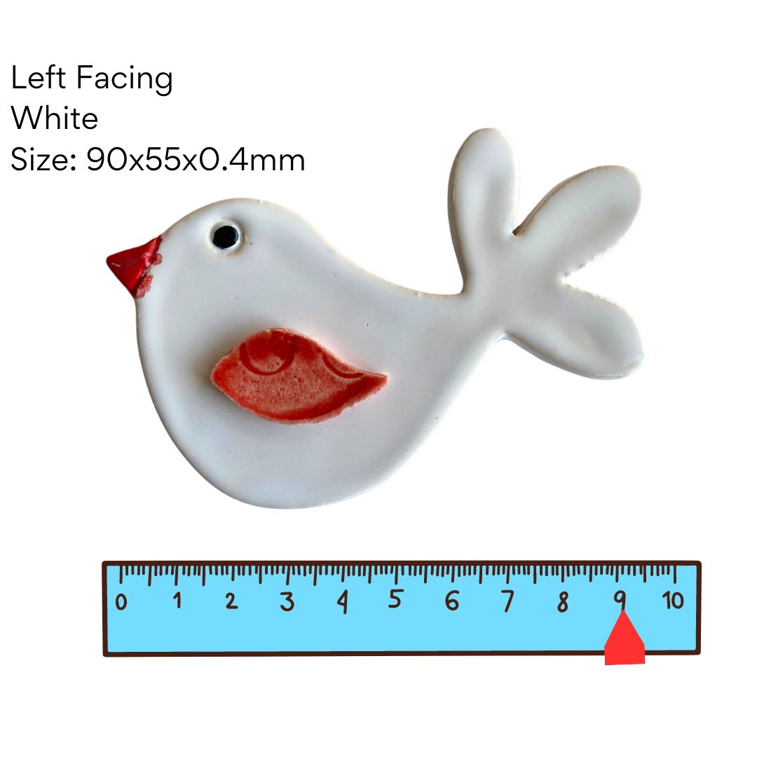 Bird 7 - White Left Facing Pottery Bird (90x55x0.4mm)