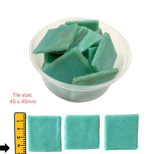 Mosaic Tiles Rustic Whole Soft Turquoise Square 960g (small tiles for crafting)